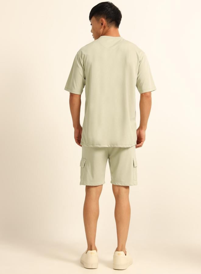 بوشيرت مجموعة من شورت وتيشيرت بقصة واسعة وأكتاف منخفضة - Image 4