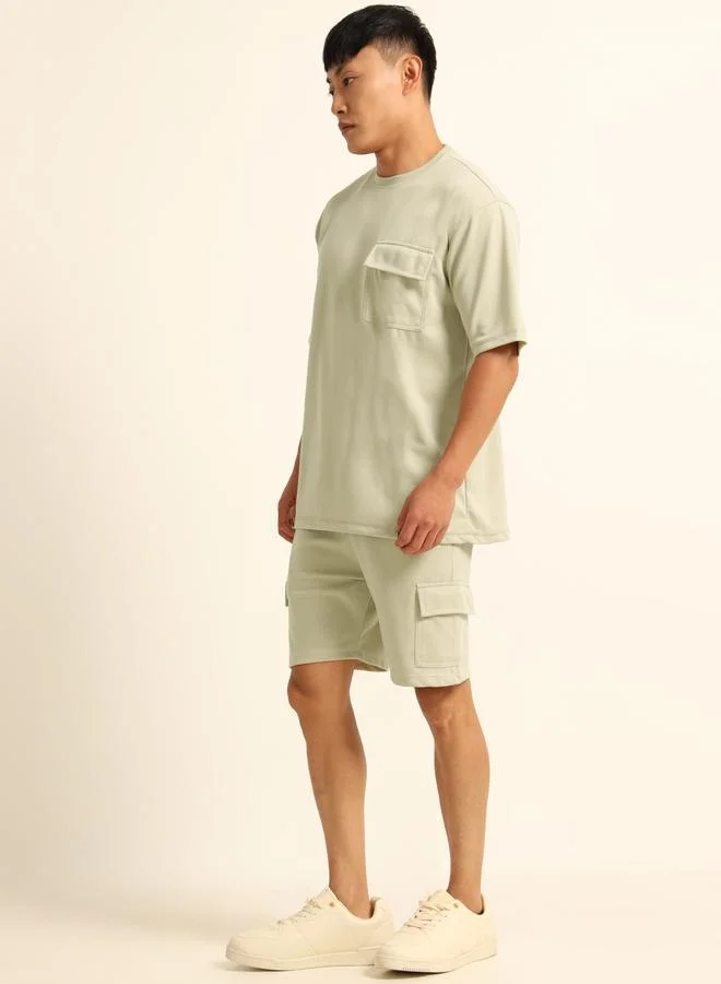 Bushirt Bushirt Men Drop-Shoulder Oversized T-Shirt and Shorts Set
