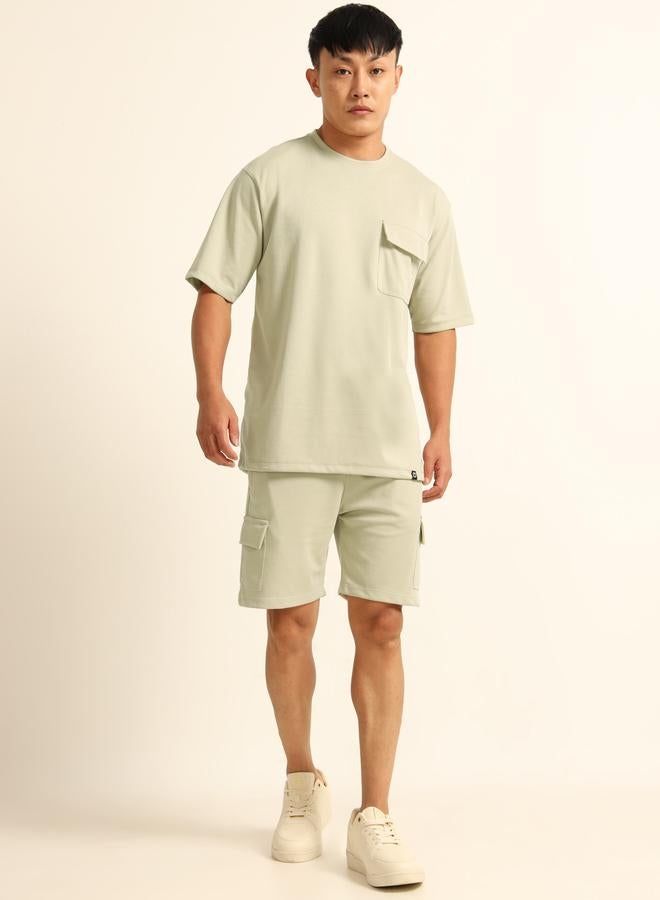 بوشيرت مجموعة من شورت وتيشيرت بقصة واسعة وأكتاف منخفضة - Image 1