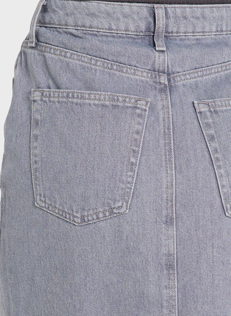 TOPSHOP High Waist Denim Skirt