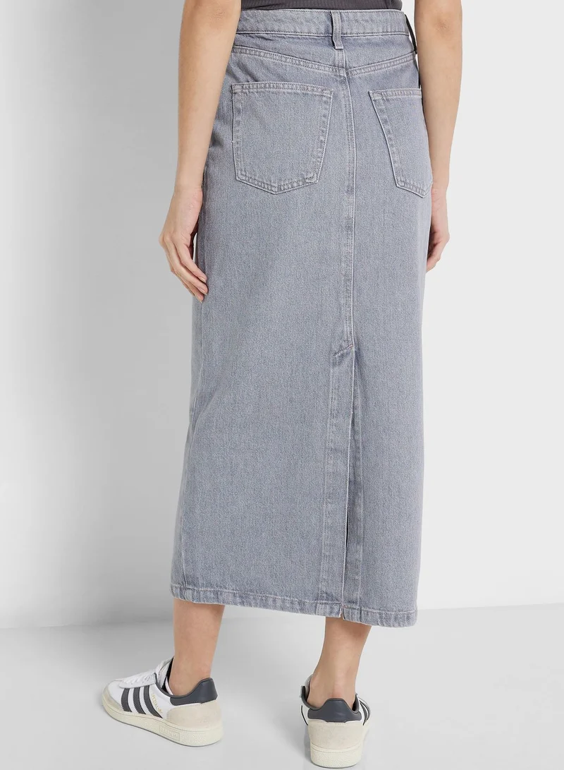 TOPSHOP High Waist Denim Skirt