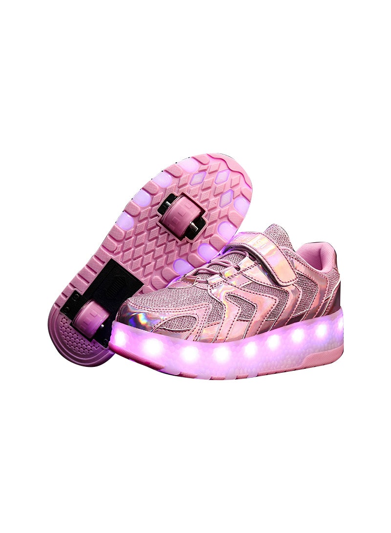 إسكدنيا Breathability Roller Shoes USB Charge Girls Boys Sneakers with Wheels LED Roller Skates Shoes - Image 1