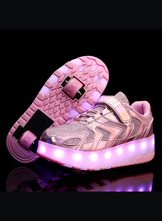 إسكدنيا Breathability Roller Shoes USB Charge Girls Boys Sneakers with Wheels LED Roller Skates Shoes - Image 2