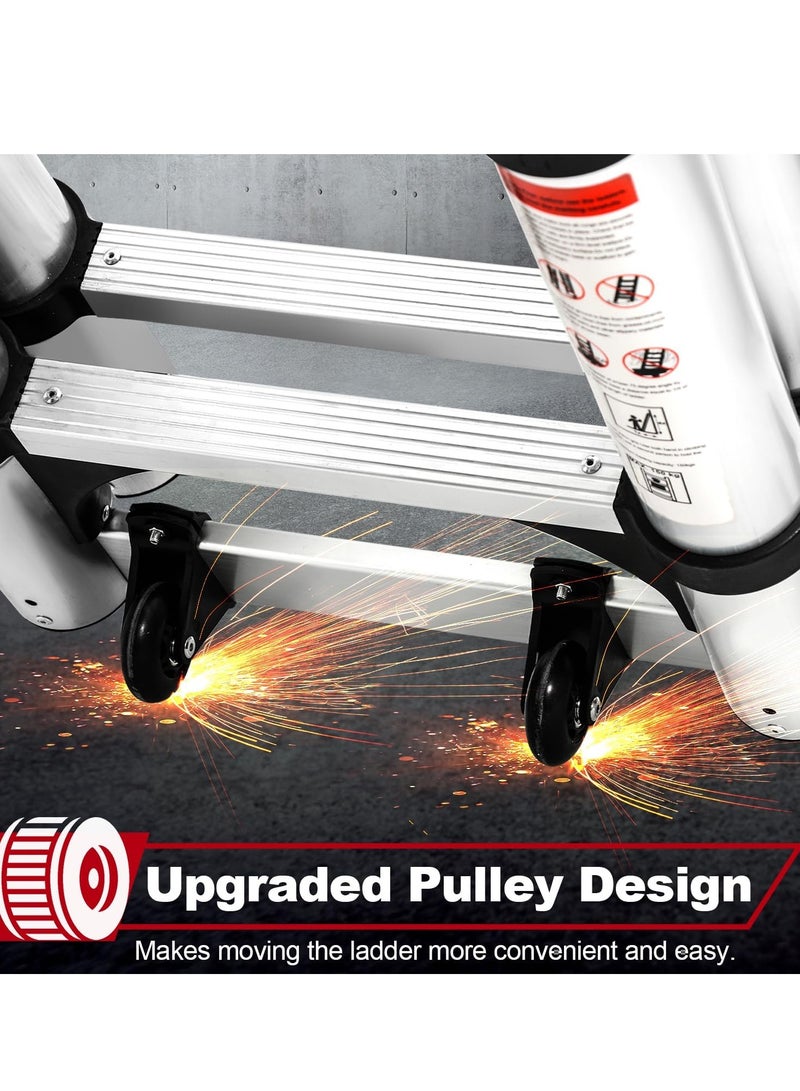 Aluminum telescopic folding ladder, non-slip aluminum ladder, multi-function ladder, 5-meter extension ladder with a load capacity of 150 kg - Image 5