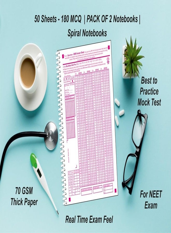 amblitz OMR Sheet For NEET | 180 MCQ | NEW PATTERN 2026 | A4 Size | 50 Sheets Notebook | Pack of 2 | Spiral Notebook | - Image 3