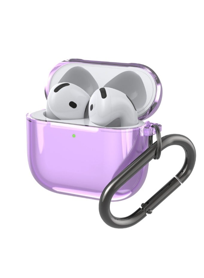 for Airpods 4（2024）Fourth Generation Transparent Protective Cover, Tpu Transparent Protective Cover With Keychain, Suitable For Women, Girls, Men, Anti Yellowing, Scratch Resistant, Shock Resistant, Full Protective Cover, Suitable For Airpods 4- (Purple) - Image 1