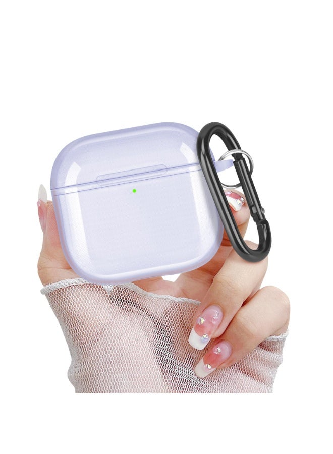 for Airpods 4（2024）Fourth Generation Transparent Protective Cover, Tpu Transparent Protective Cover With Keychain, Suitable For Women, Girls, Men, Anti Yellowing, Scratch Resistant, Shock Resistant, Full Protective Cover, Suitable For Airpods 4- (Purple) - Image 2