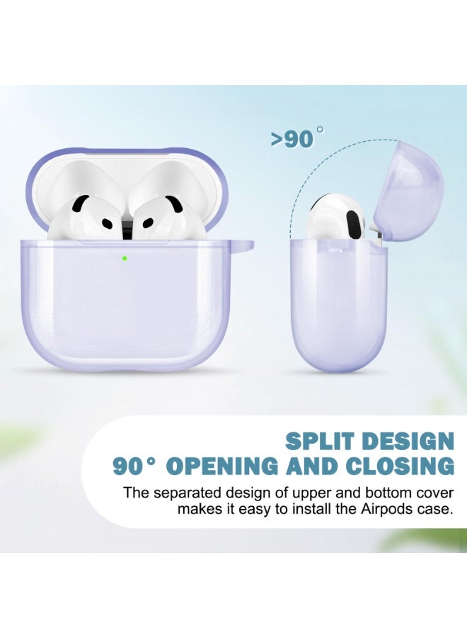 for Airpods 4（2024）Fourth Generation Transparent Protective Cover, Tpu Transparent Protective Cover With Keychain, Suitable For Women, Girls, Men, Anti Yellowing, Scratch Resistant, Shock Resistant, Full Protective Cover, Suitable For Airpods 4- (Purple) - Image 4