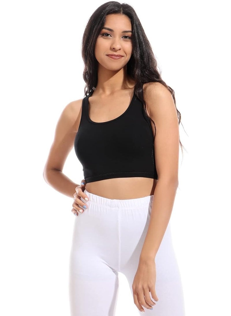 Hanady Women's 2-Piece Cross Back Sports Bra Set, Black, Wire-Free Cotton - Image 4