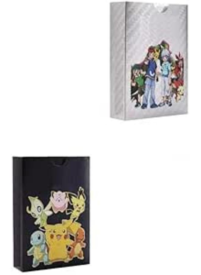 ٥٥ قطعة من بطاقات رقائق معدنية سوداء متنوعة في علبة بطاقات TCG - بطاقات سلسلة V، بطاقة غامضة ذهبية نادرة وشائعة (أسود وفضي) من Vmax GX