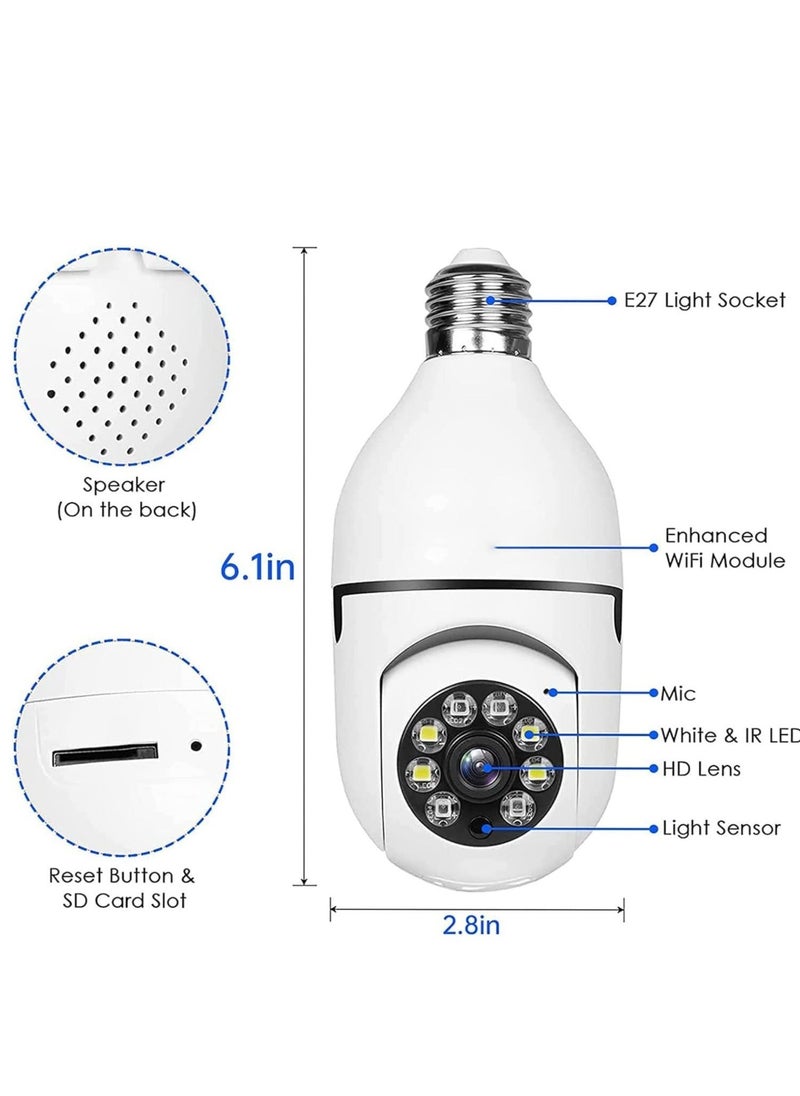 ELTRAZONE WiFi Light Bulb Camera 360 Degree Wireless Outdoor Security Camera Home Surveillance Cam with 1080P Color Night Vision Human Motion Detection(4-PCS) - Image 2