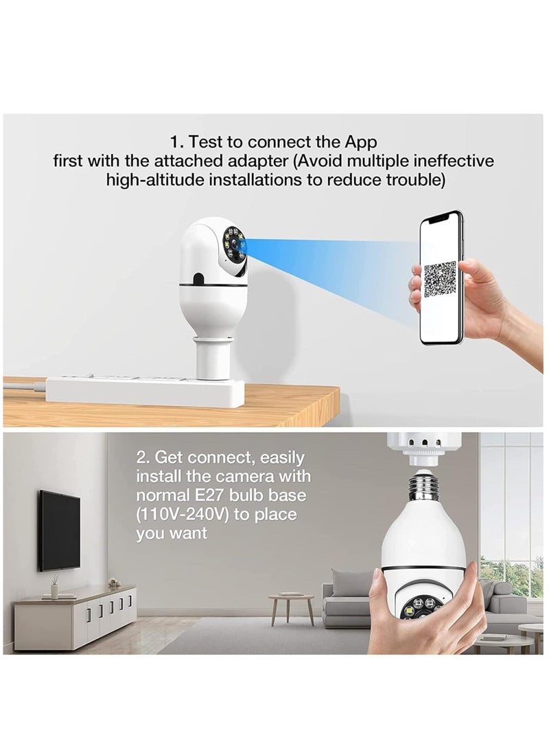 ELTRAZONE WiFi Light Bulb Camera 360 Degree Wireless Outdoor Security Camera Home Surveillance Cam with 1080P Color Night Vision Human Motion Detection(4-PCS) - Image 4