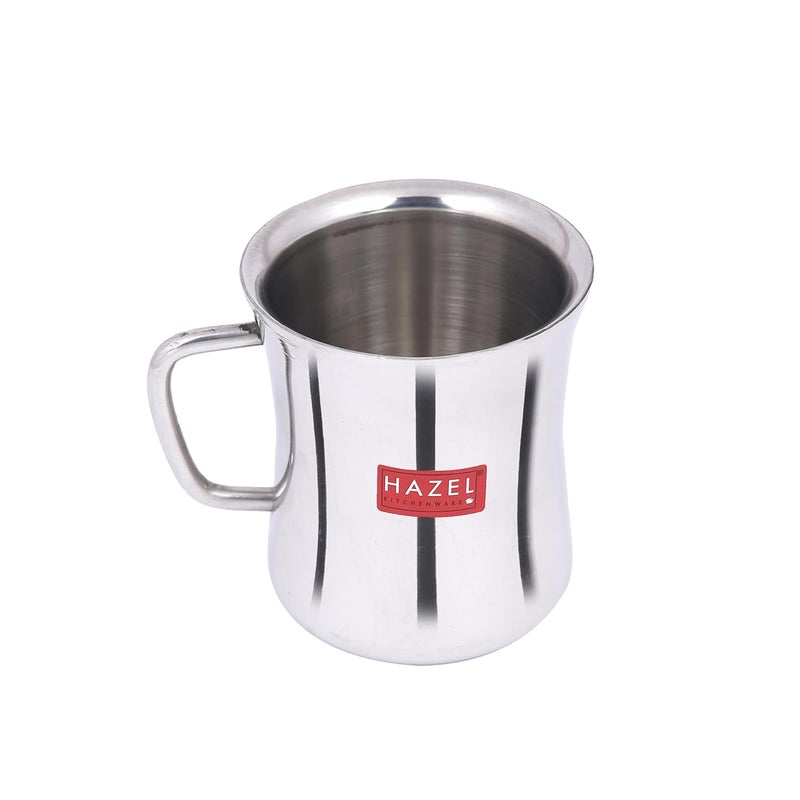 HAZEL Stainless Steel Green Tea Coffee Big Damaru Plain Mug Set of 6 200 ml Each - Image 5