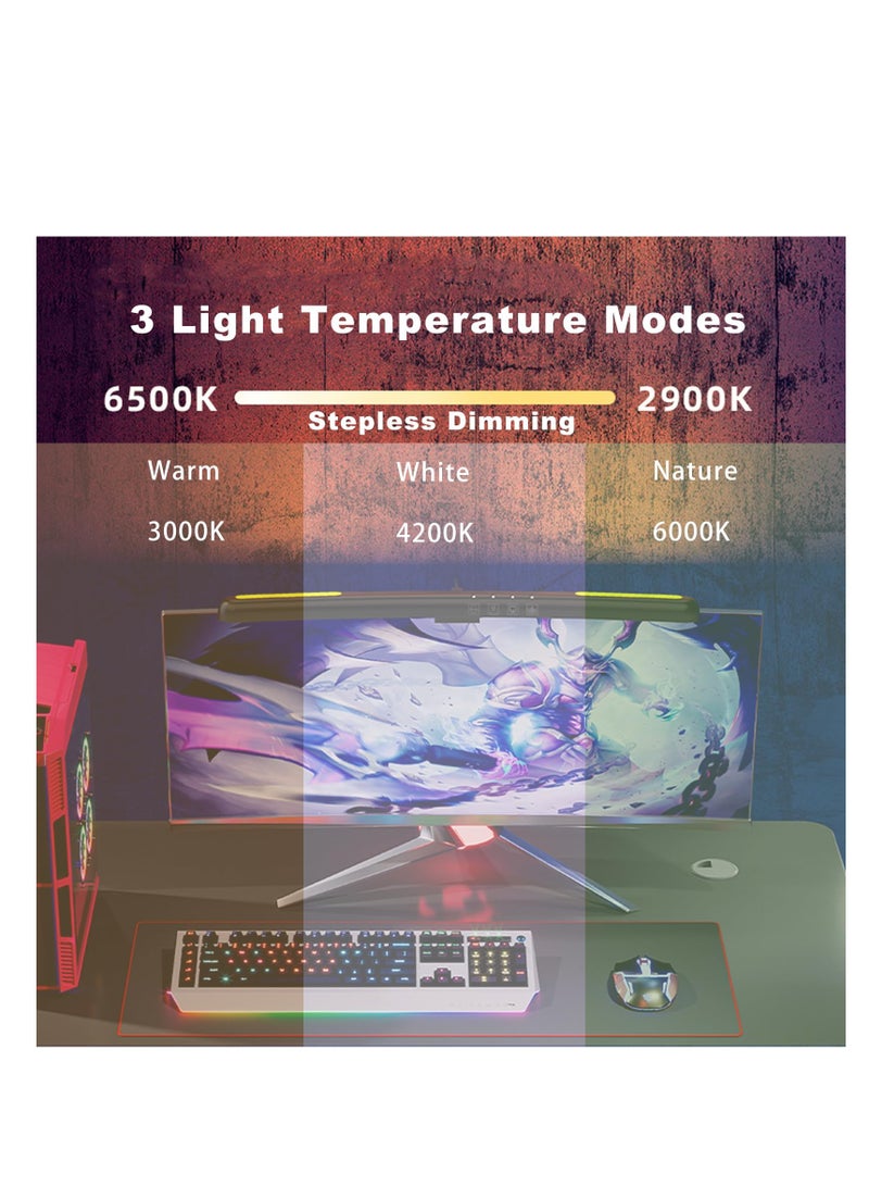 ZLH HITY Curved Monitor Light Bar for 24-27 Inch Curved Screens USB Powered with 7 RGB Colors Stepless Dimming 3 Color Temperatures for Gaming Home Office Use - Image 2