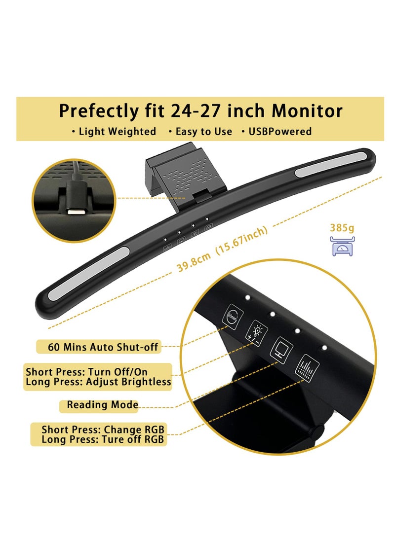 ZLH HITY Curved Monitor Light Bar for 24-27 Inch Curved Screens USB Powered with 7 RGB Colors Stepless Dimming 3 Color Temperatures for Gaming Home Office Use - Image 5
