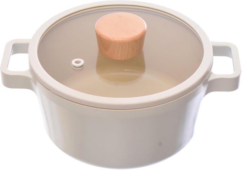 Neoflam,Fika,Cooking Pot,16cm,with glass lid,Off White Sand color