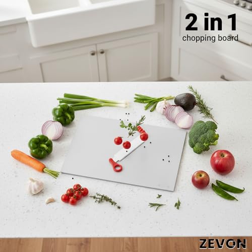 ZEVON Stainless Steel Chopping Board with Knife Attached for Vegetable and Fruit Cutting | Cutting Board Steel for Kitchen | Multipurpose 2-in-1 Knife & Board Tool for Effortless Cutting & Chopping - Image 4