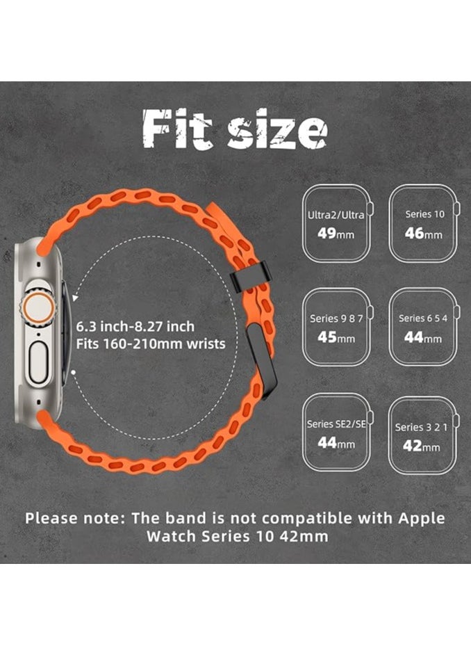 TEMPO Ocean Silicone Sport Rugged Watch Band Compatible with Apple Watch Ultra 2/Ultra Bands 49mm 46mm 45mm 44mm 42mm for Men Women, Breathable Soft Waterproof Strap for for iwatch Series 10 9 8 7 6 5 4 3 2 1 SE  - Image 2