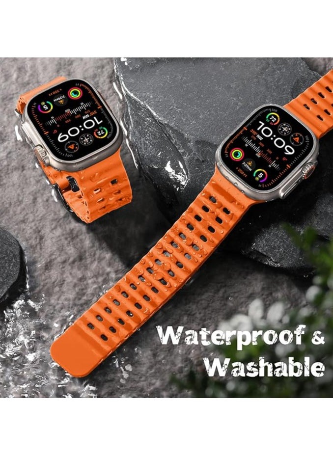 TEMPO Ocean Silicone Sport Rugged Watch Band Compatible with Apple Watch Ultra 2/Ultra Bands 49mm 46mm 45mm 44mm 42mm for Men Women, Breathable Soft Waterproof Strap for for iwatch Series 10 9 8 7 6 5 4 3 2 1 SE  - Image 3