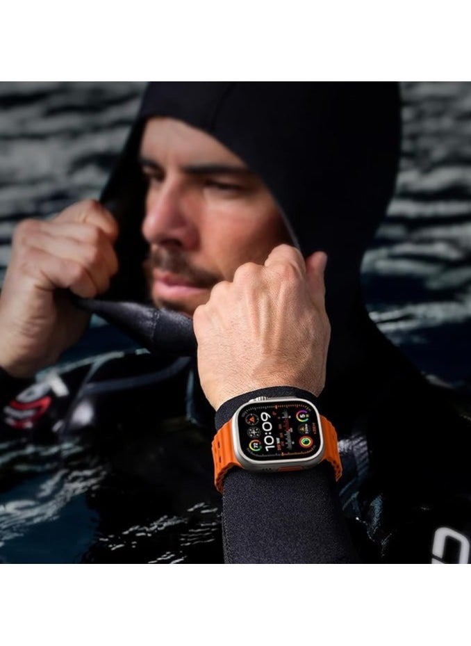 TEMPO Ocean Silicone Sport Rugged Watch Band Compatible with Apple Watch Ultra 2/Ultra Bands 49mm 46mm 45mm 44mm 42mm for Men Women, Breathable Soft Waterproof Strap for for iwatch Series 10 9 8 7 6 5 4 3 2 1 SE  - Image 5