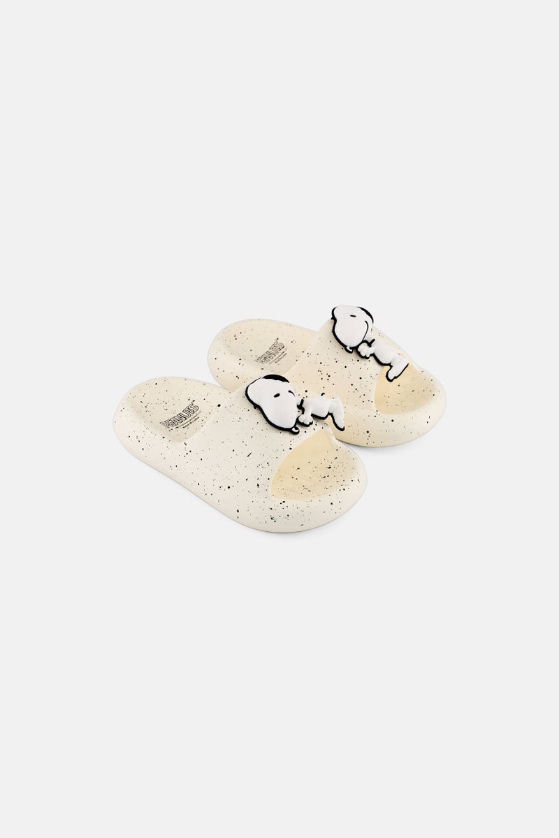 Peanuts Toddlers Boy Slip On Slides, Off White - Image 1