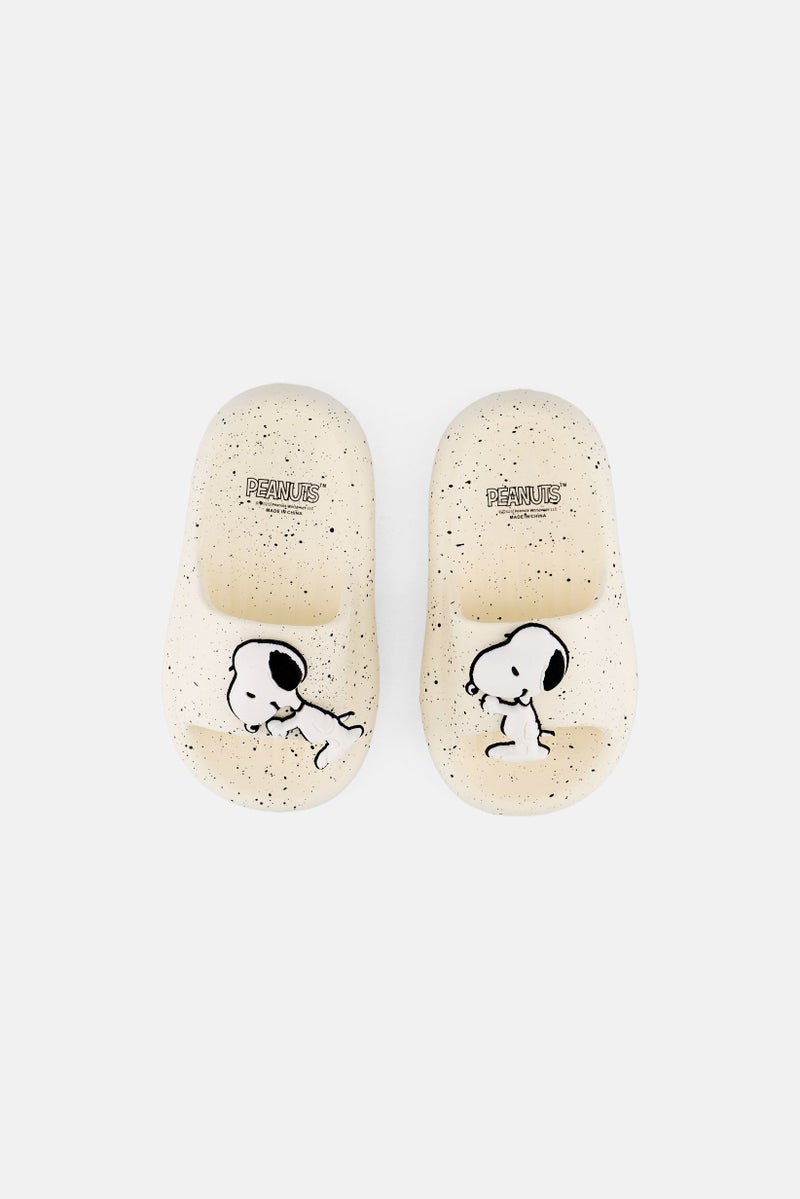 Peanuts Toddlers Boy Slip On Slides, Off White - Image 3