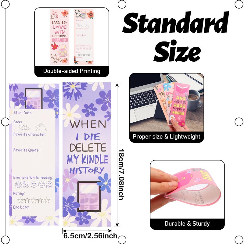 LiYiQ 100 Pcs Book Lovers Bookmarks Double-Sided Bookmark Page Markers Book Markers Set Reading Bookmarks Gift for Women - Image 2