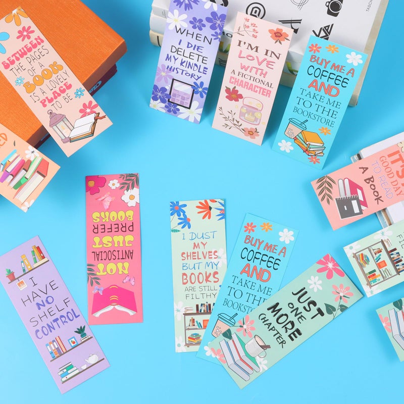 LiYiQ 100 Pcs Book Lovers Bookmarks Double-Sided Bookmark Page Markers Book Markers Set Reading Bookmarks Gift for Women - Image 5