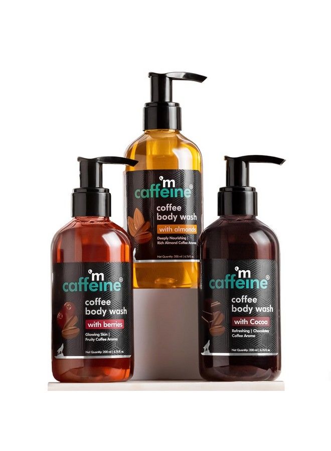 MCaffeine Coffee Body Washes For Tan Removal & Deep Cleansing ; Assorted Value Pack Combo ; Contains 3 Shower Gels In Energizing Aroma Of Berry Almond & Cocoa ; Pack Of 3 ; 600Ml - Image 1
