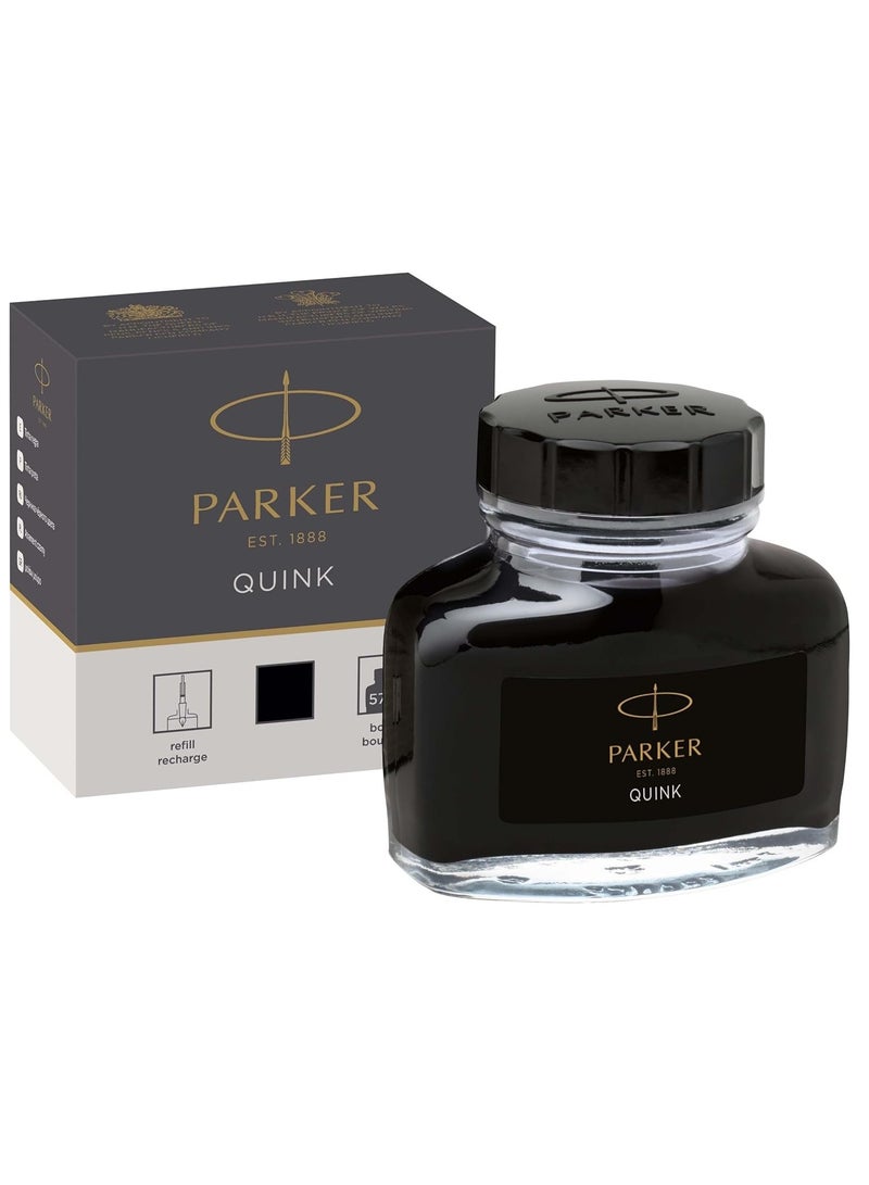PARKER 1-Piece Quink Fountain Pen Ink Refill Bottle 57ml Content Black - Image 1