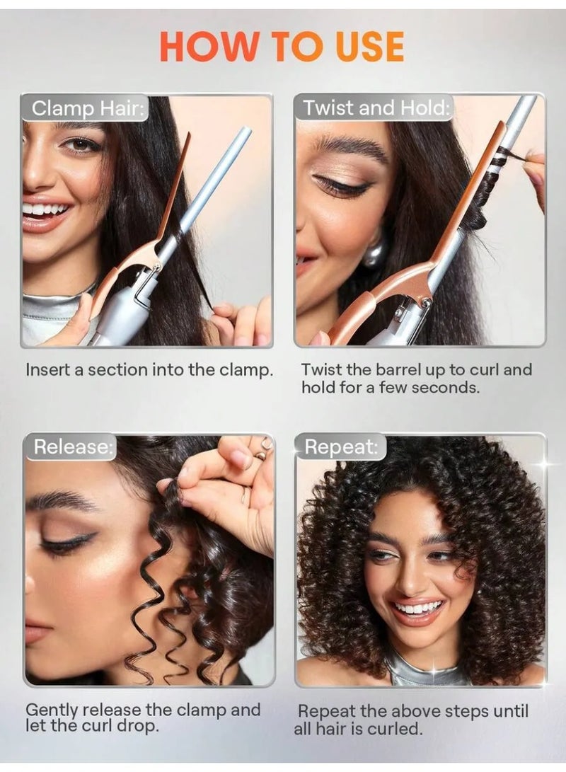 شيجلام هير مكواة تجعيد الشعر الرفيعة جداً للتسريحات الكيرلي والأفرو من شجلام هير (SHEGLAM Hair) - قطر 9 مم بطلاء سيراميك وشاشة LCD - موديل SGH-CI-01-9 - Image 5