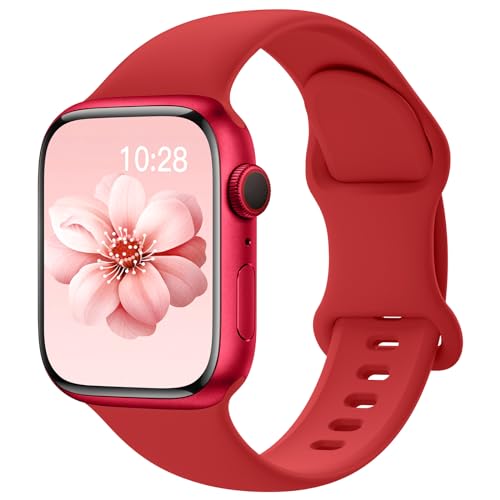 SuperNaNa Sport Silicone Band Compatible with Apple Watch Bands 40mm 38mm 41mm 44mm 45mm 42mm 49mm Women Men,Soft Wristband Waterproof Replacement Sport Strap for iWatch Bands Series 9 8 7 6 5 4 3 2 1 SE Ultra - Image 1