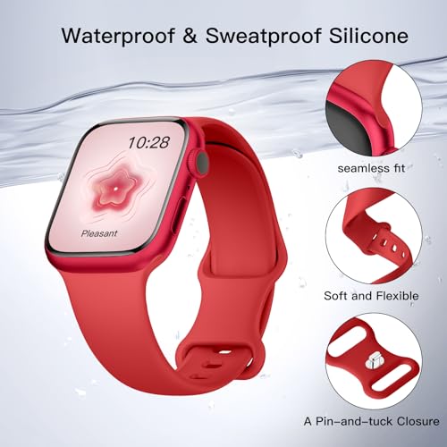 SuperNaNa Sport Silicone Band Compatible with Apple Watch Bands 40mm 38mm 41mm 44mm 45mm 42mm 49mm Women Men,Soft Wristband Waterproof Replacement Sport Strap for iWatch Bands Series 9 8 7 6 5 4 3 2 1 SE Ultra - Image 2