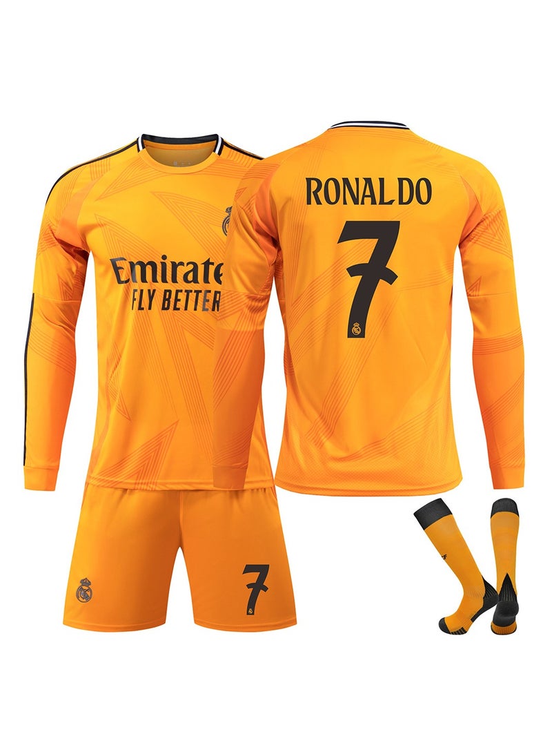 general 2024-2025 Real Madrid Away RONALDO# 7 Long Sleeve Soccer Training Uniform, Soccer Jersey Tracksuit Set, Soccer Jersey/Pants + Socks Kids Sizes and Adult Sizes  - Image 1
