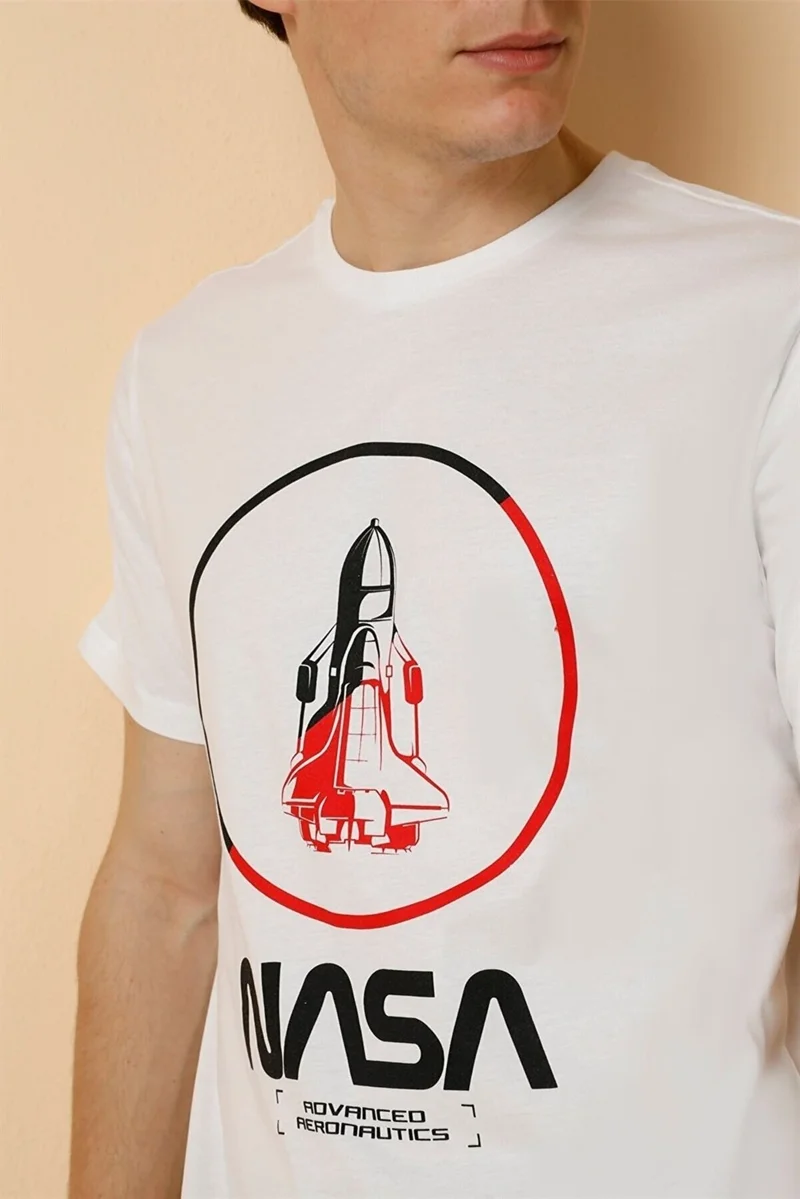 لامبرجاك NASA Rocket Men's T-Shirt 101006088RSWHITE