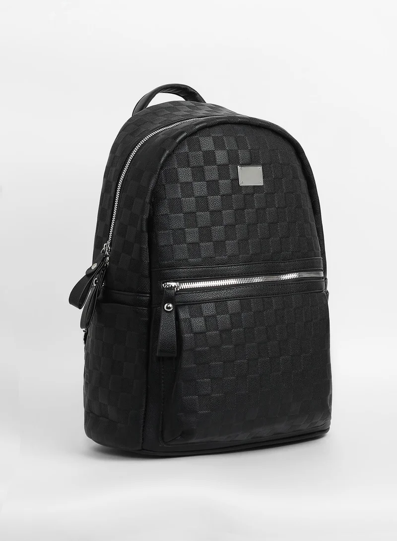 Haute Sauce Solid Zip Lock Regular Vegan Leather Backpack For Women