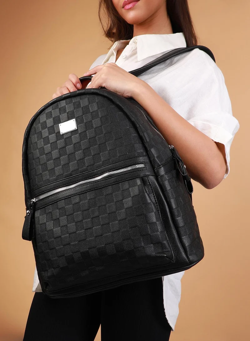 Haute Sauce Solid Zip Lock Regular Vegan Leather Backpack For Women