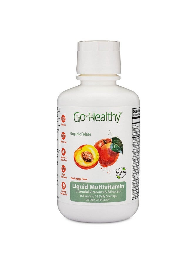 Go Healthy Natural Go Healthy Multivitamin For Women Men Teens Vegan Liquid Immune Support Supplement Organic Folate Liquid Vitamins  Minerals 20 Fruits  Vegetables Prebiotic Gluten Free 32 Servings - Image 1