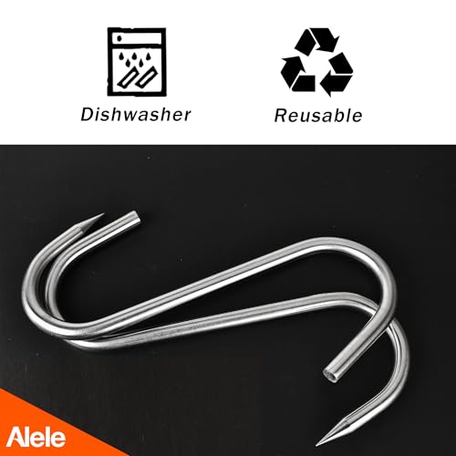 Alele 8 Inch Meat Hook 10mm Heavy Duty Stainless Steel Butcher Hooks for Hanging Beef (Meat Hook 10mm 8inch 4p) - Image 4