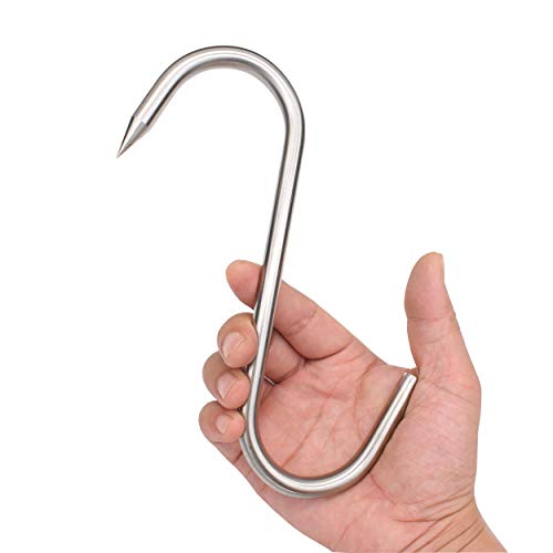 Alele 8 Inch Meat Hook 10mm Heavy Duty Stainless Steel Butcher Hooks for Hanging Beef (Meat Hook 10mm 8inch 4p) - Image 1