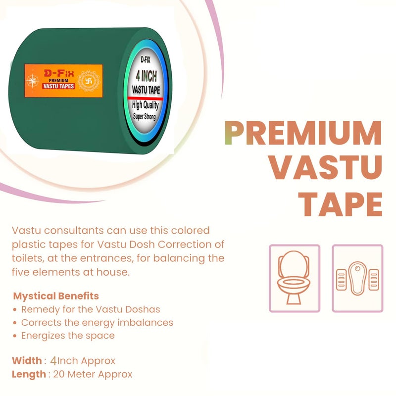 D-Fix ® شريط أرضيات فاستو الملون من الفينيل - 20 متر تقريبًا في الطول 96 مم / 04 بوصة عرض - 1 لفة لكل عبوة - علاج فاستو دوتش / تصحيح فاستو للمرحاض والمدخل - (أخضر) - Image 4
