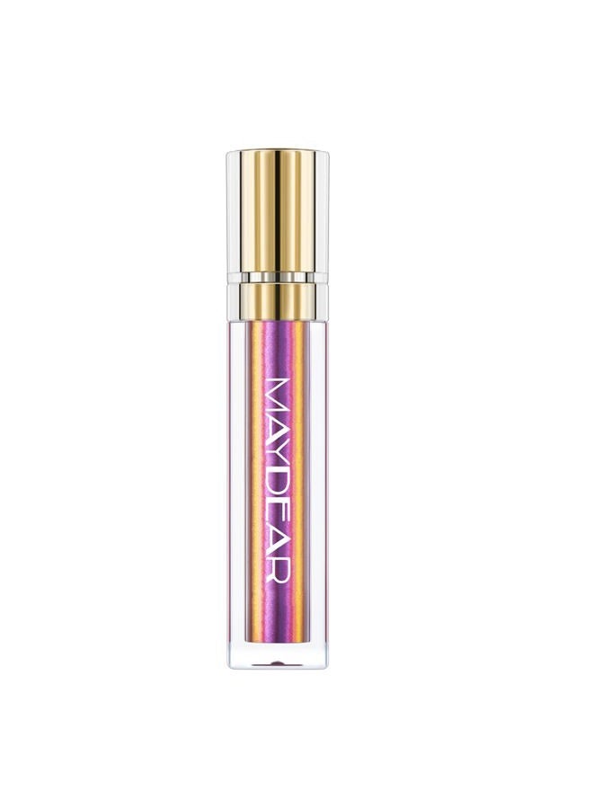 Maydear Chameleon Lipstick, High Pigmented Pink Lipstick for Women Metallic Shine Lip Gloss, Full-Coverage Multichrome Long Lasting Rainbow Lip Makeup, Fuchsia(01) - Image 2