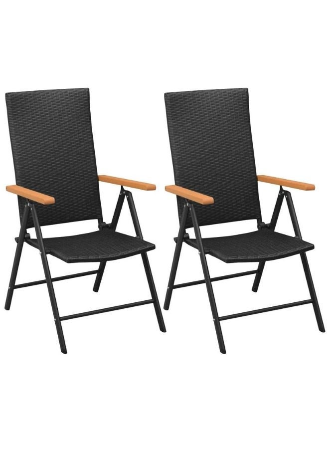 vidaxl vidaXL Stackable Garden Chairs 2 pcs Poly Rattan Black  - Image 1