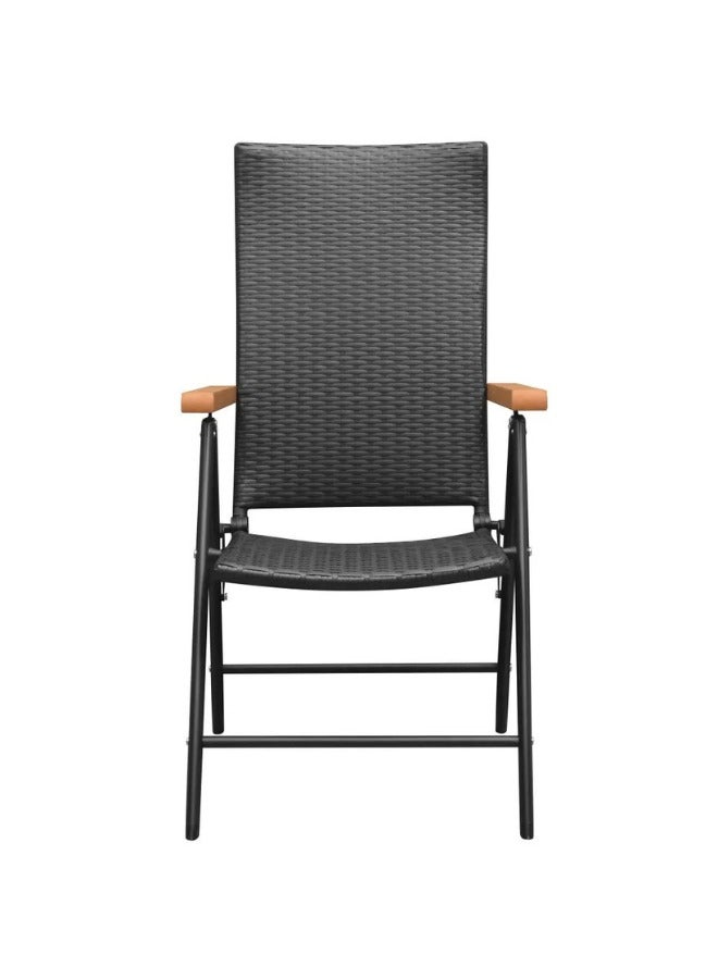vidaxl vidaXL Stackable Garden Chairs 2 pcs Poly Rattan Black  - Image 2