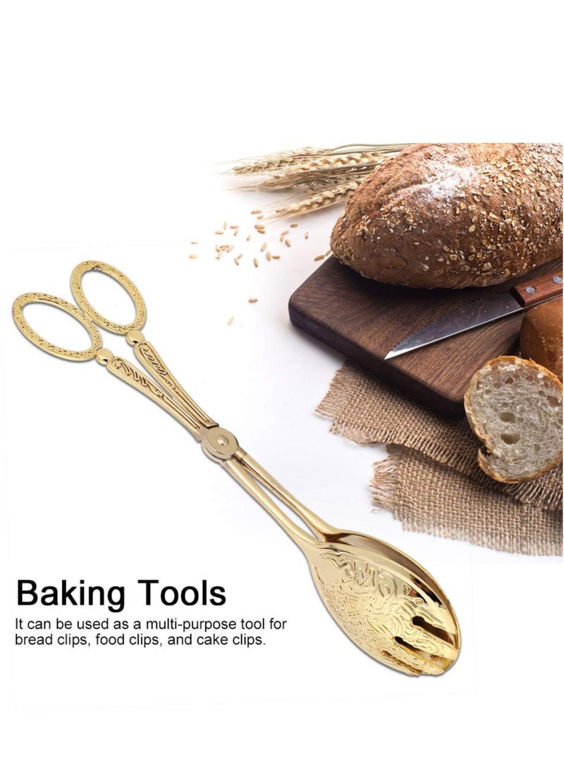 KASTWAVE - Scissor Tongs - 8.7-inch Zinc Alloy Serving Salad Buffet Food Tongs with Round Head. Perfect for Serving Vegetable, Bread, Cake, and More in Kitchen or BBQ - Image 1