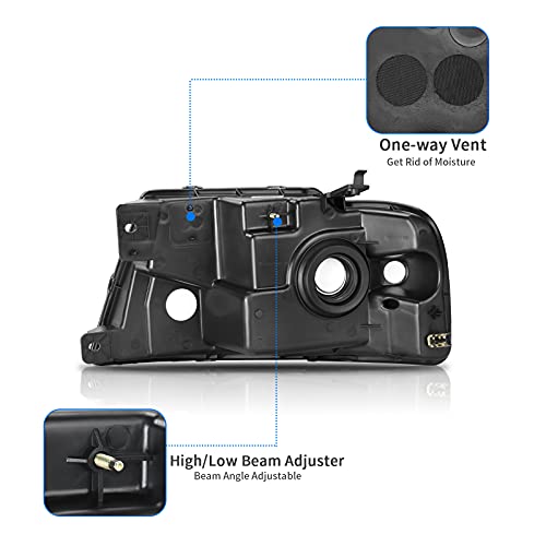 DWVO Headlight Assembly Compatible with Ford F150 Pickup 20042008 Lincoln Mark LT 0608 Clear Reflector Passenger and Driver side Black Housing Clear Lens Clear Reflector - Image 5