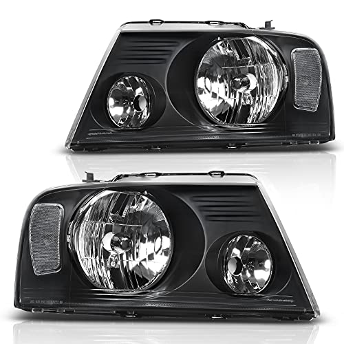 DWVO Headlight Assembly Compatible with Ford F150 Pickup 20042008 Lincoln Mark LT 0608 Clear Reflector Passenger and Driver side Black Housing Clear Lens Clear Reflector - Image 1