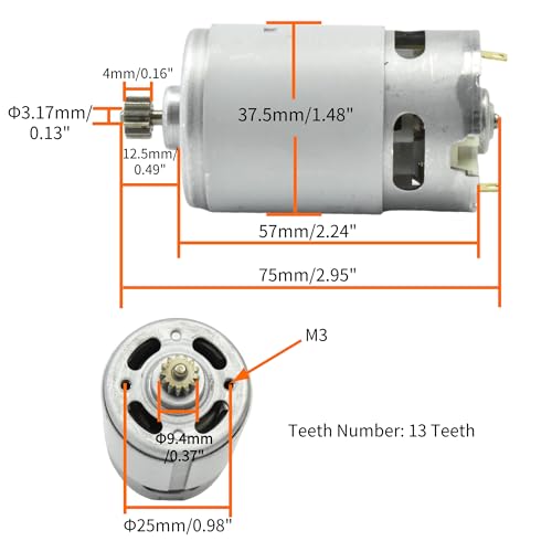 CHANCS DC Motor 12V 13 Teeth RS550 Electric Drill Motor for Rechargeable Electric Screwdriver - Image 2