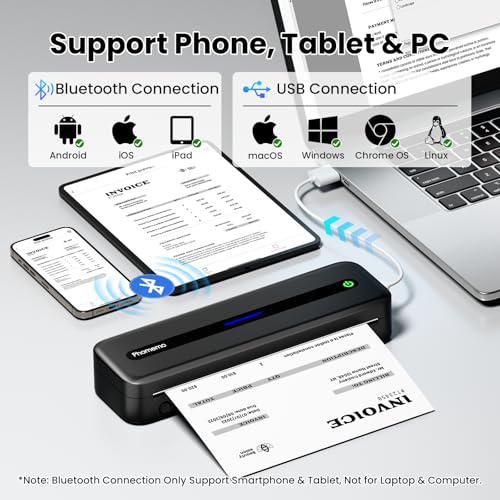 Phomemo Portable Printers Wireless for Travel, M832 Inkless Bluetooth Thermal Printer Support 8.5'' x 11'' US Letter & A4 Size, Compatible with iPhone Android Laptop for Mobile Office Home, with Case - Image 3