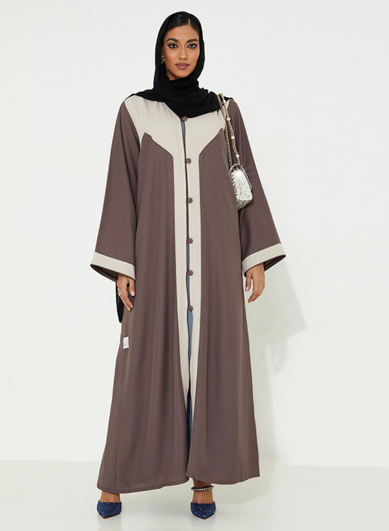 روزيت عباية عباية بتصميم قصة بيج مع أزرار وأكمام واسعة - Image 4